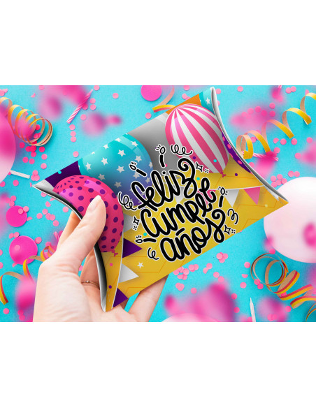 CAJA ALMOHADA FELIZ CUMPLEAÑOS