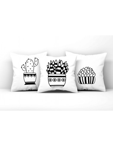 ALMOHADONES BOHO BLANCO NEGRO