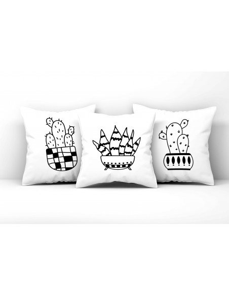 ALMOHADONES BOHO BLANCO NEGRO