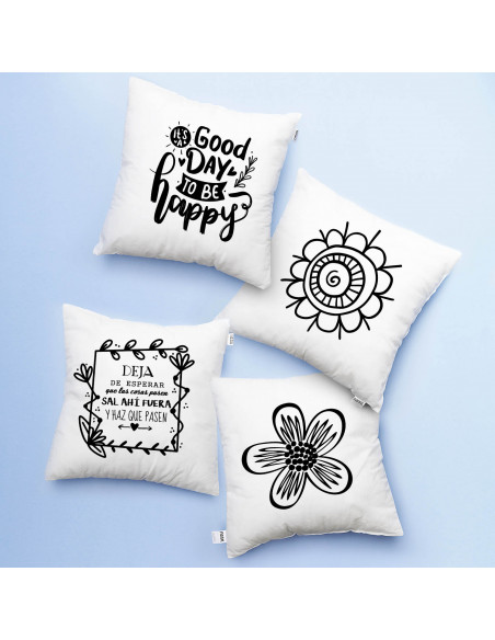 ALMOHADONES BLANCO NEGRO