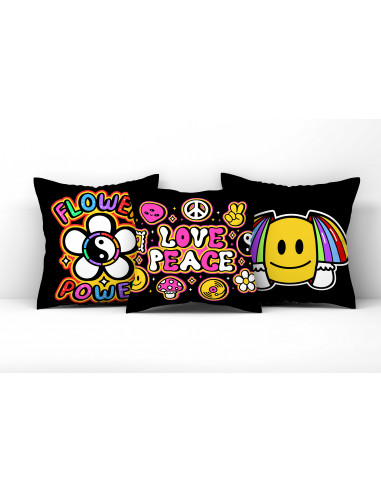 ALMOHADONES HIPPIE PAZ AMOR