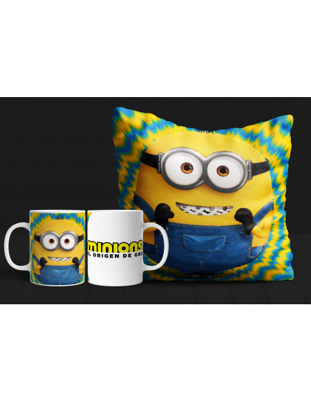 Almohadón + taza minions