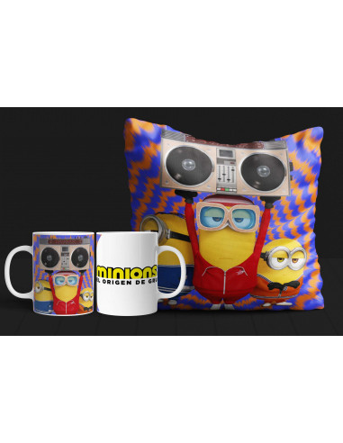 Almohadón + taza minions