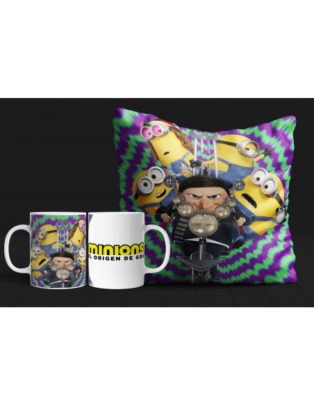 Almohadón + taza minions
