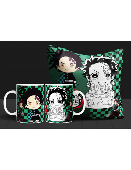 Almohadón + taza demon slayer colorear/pintar