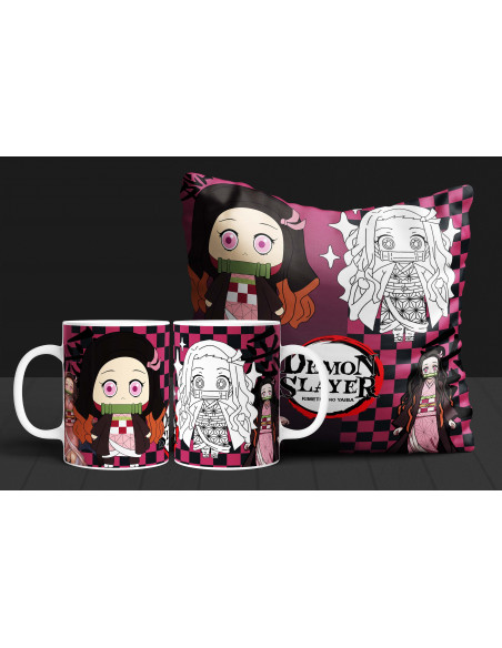 Almohadón + taza demon slayer colorear/pintar