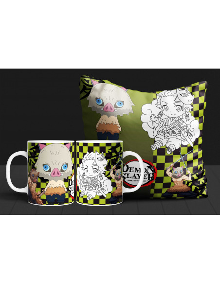 Almohadón + taza demon slayer colorear/pintar