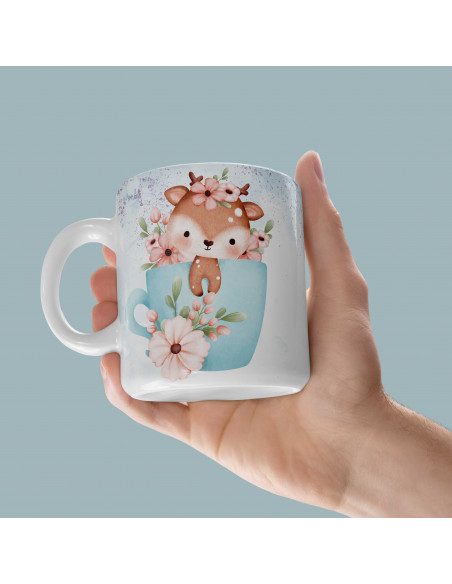 Taza animalitos flores