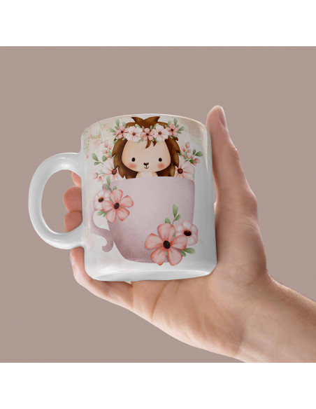 Taza animalitos flores