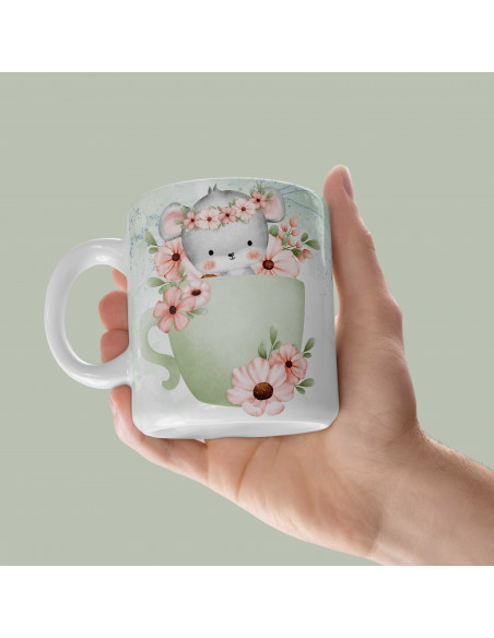 Taza animalitos flores
