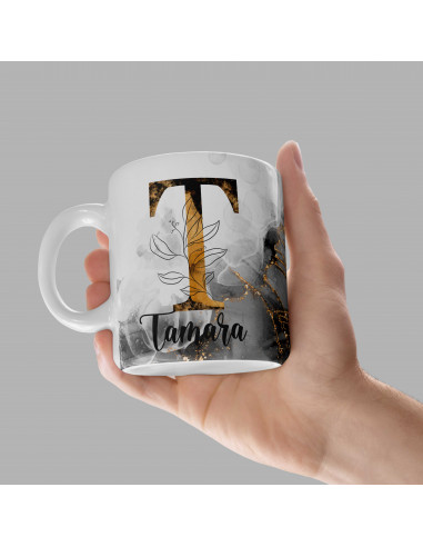 Tazas iniciales Negro Dorado Tazas iniciales Negro Dorado