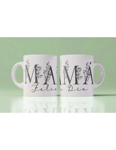 Tazas Mamá iniciales flores Tazas Mamá iniciales flores