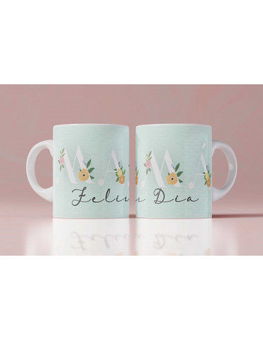 Tazas Mamá iniciales flores Tazas Mamá iniciales flores