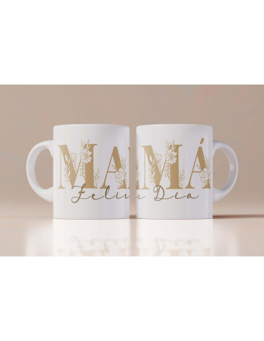 Tazas Mamá iniciales flores Tazas Mamá iniciales flores
