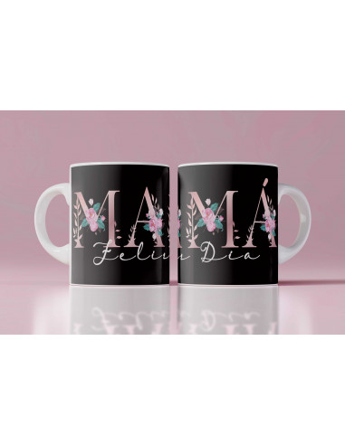 Tazas Mamá iniciales flores Tazas Mamá iniciales flores