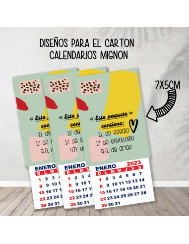 CARTONES CALENDARIOS MIGNON EMPRENDEDORES PACK