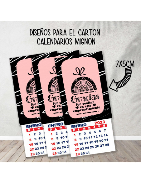 CARTONES CALENDARIOS MIGNON EMPRENDEDORES PACK 1