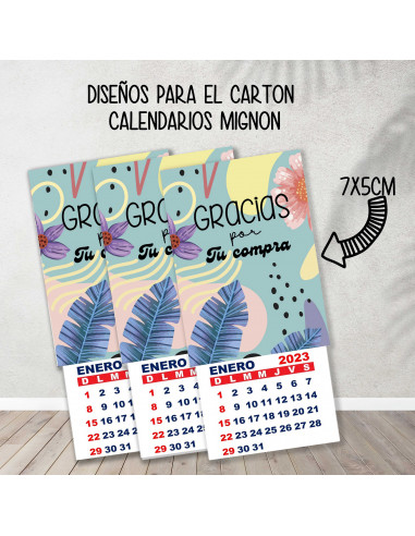 CARTONES CALENDARIOS MIGNON...