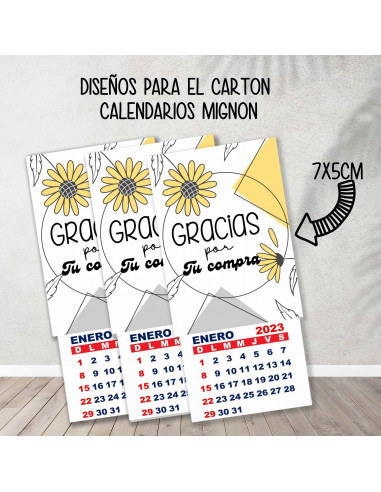 CARTONES CALENDARIOS MIGNON...