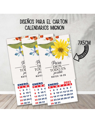 CARTONES CALENDARIOS MIGNON RELIGIOSOS