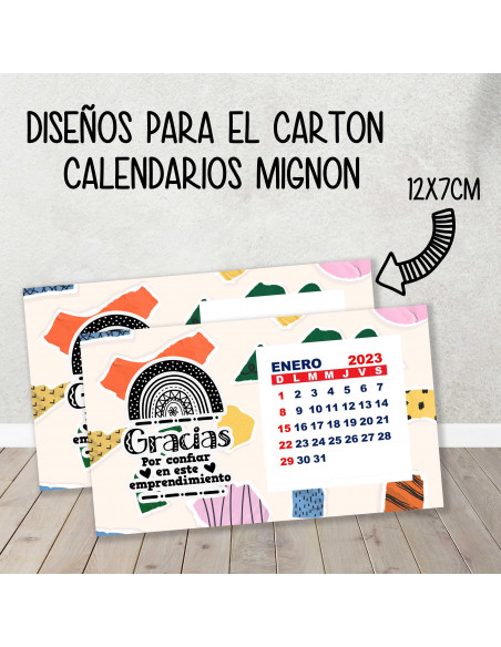 CARTON PARA CALENDARIO MIGNON EMPRENDEDORES
