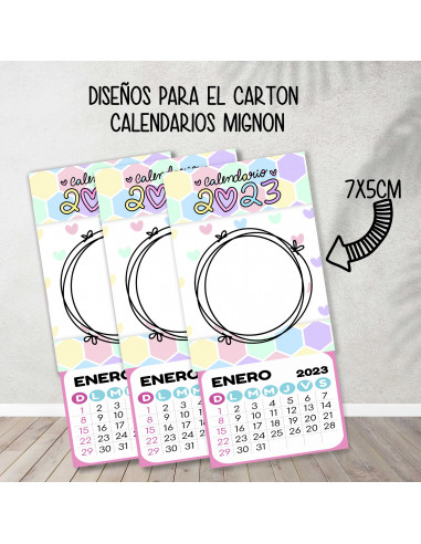 Cartones para calendario mignon pasteles Cartones para calendario mignon pasteles