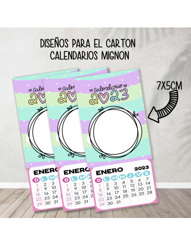 Cartones para calendario mignon pasteles Cartones para calendario mignon pasteles