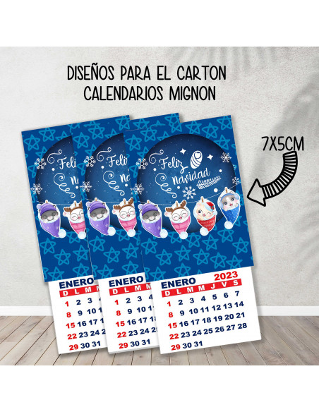 CARTONES CALENDARIOS MIGNON NAVIDAD 2