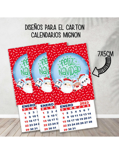 CARTONES CALENDARIOS MIGNON NAVIDAD 2