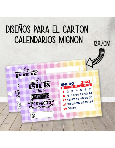 CARTON PARA CALENDARIO MIGNON FRASES PASTELES