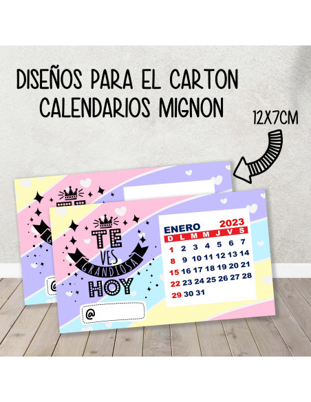 CARTON PARA CALENDARIO MIGNON FRASES PASTELES