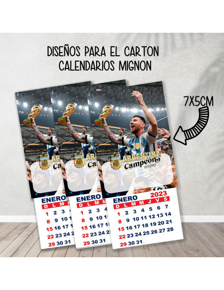 Cartones para calendario mignon Argentina Campeón 2022