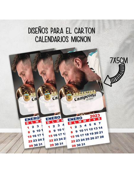 Cartones para calendario mignon Argentina Campeón 2022