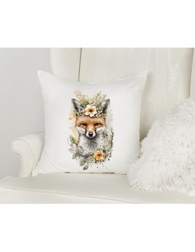 Almohadones Animales Floreados Acuarela