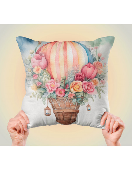 Almohadones Globos Aerostáticos Floreados
