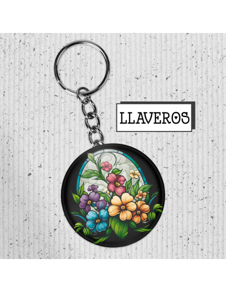 Llaveros flores de colores vidrio