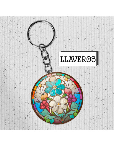 Llaveros flores de colores vidrio Llaveros flores de colores vidrio