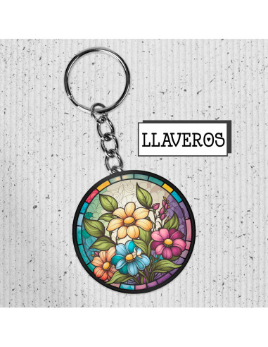 Llaveros flores de colores vidrio Llaveros flores de colores vidrio