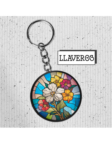 Llaveros flores de colores vidrio Llaveros flores de colores vidrio