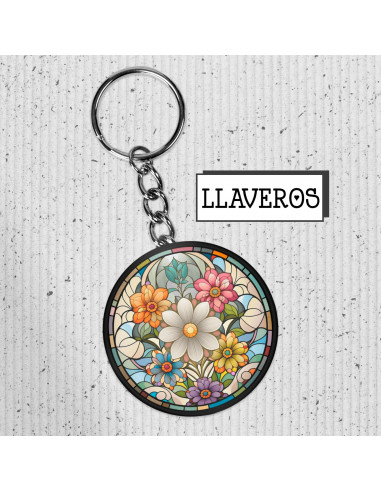 Llaveros flores de colores vidrio Llaveros flores de colores vidrio