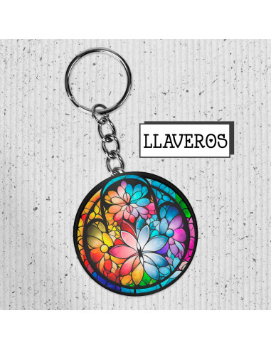 Llaveros flores de colores vidrio Llaveros flores de colores vidrio