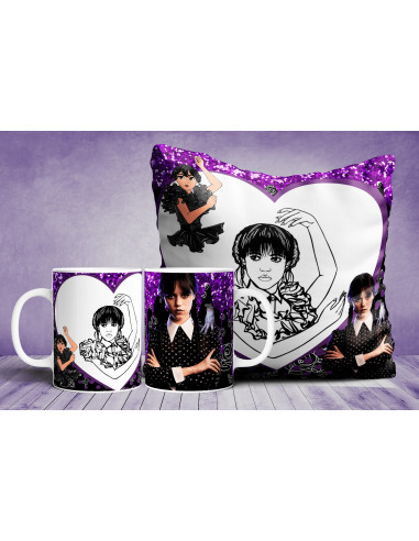 Almohadón + taza merlina colorear/pintar Almohadón + taza merlina colorear/pintar