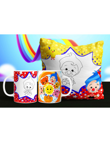 Almohadón + taza payasito plim plim...