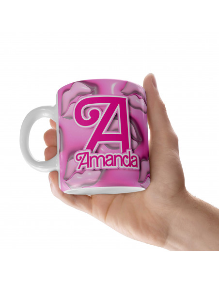 Taza Iniciales Rosa fondo 3d