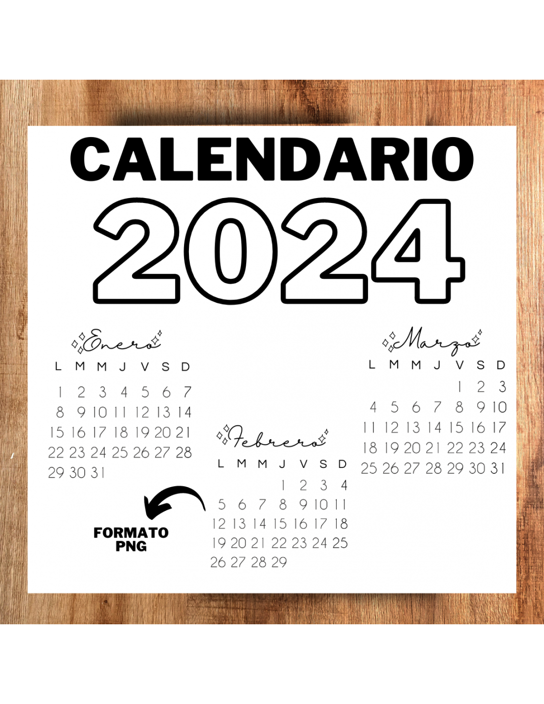 Calendario 2024 Meses Png