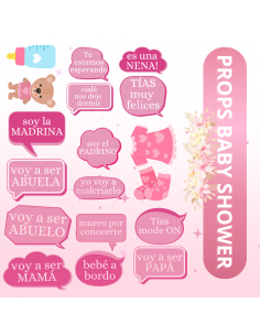 Props Baby Shower rosa y...
