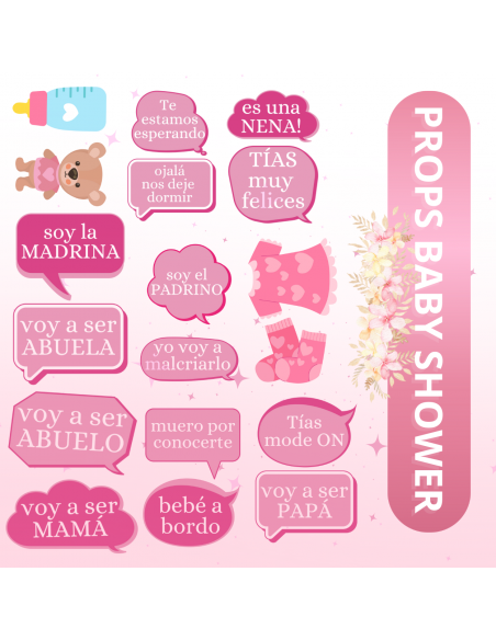 Props Baby Shower rosa y celeste