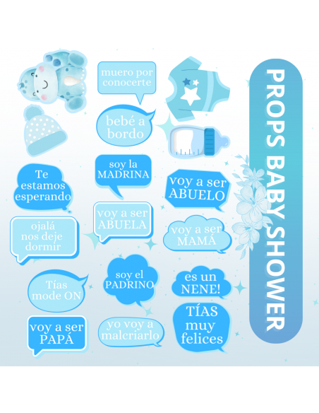Props Baby Shower rosa y celeste