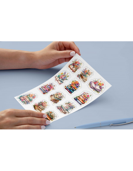 STICKERS LIBROS FLOREADOS
