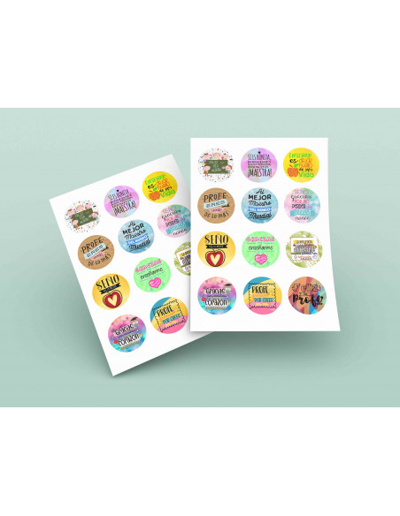 Stickers Redondos Maestro Profe Seño